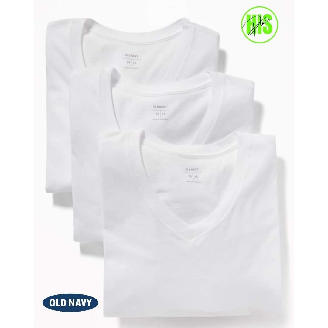 Old Navy White V-Neck Tees (3 pack)